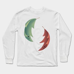 Falling and Dancing Autumn Leaves Illustration Long Sleeve T-Shirt